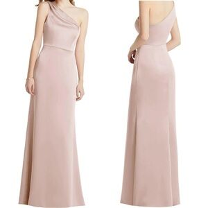 NWT LOVELY Desert Rose Shirred One-Shoulder Satin Trumpet Dress Maddie Size 6